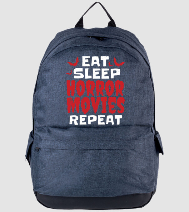 Eat Sleep Horror Movies Repeat model albastru jeanși pe tricou