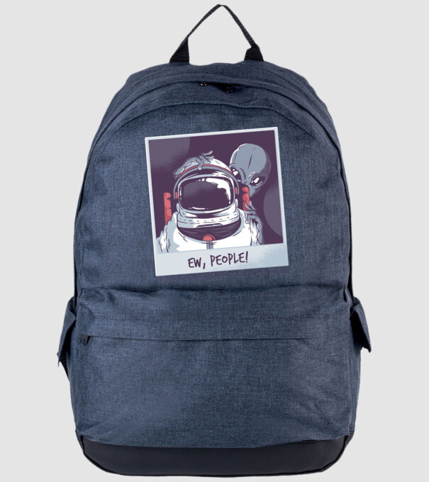 Ew, Oameni - Astronaut cu extraterestru model albastru jeanși pe tricou