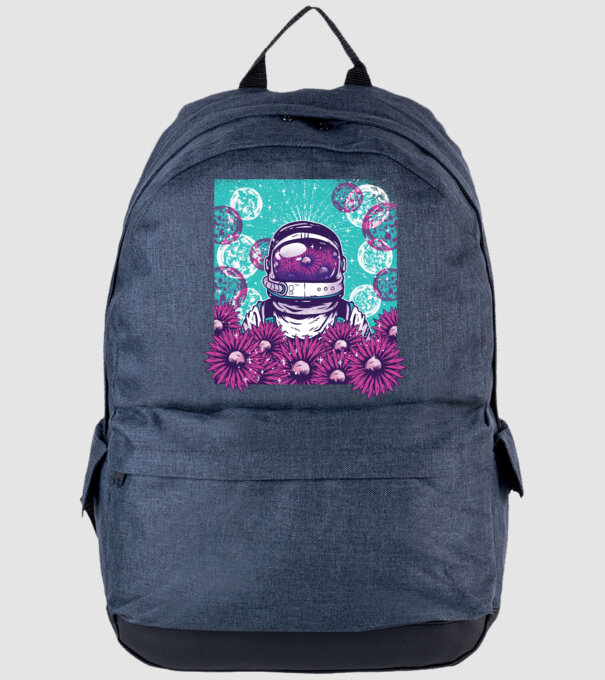 Floral Astronaut model albastru jeanși pe tricou