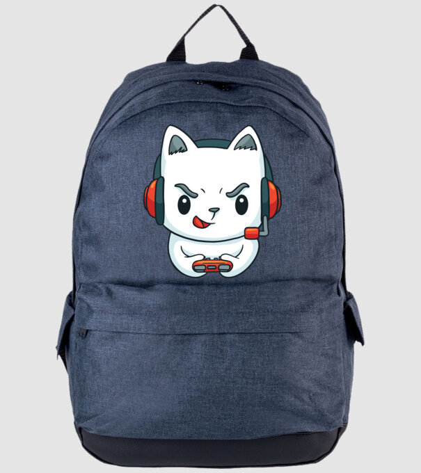 Pisică Gamer model albastru jeanși pe tricou