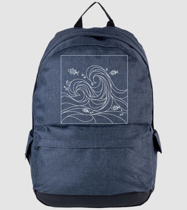 Ocean geometric model albastru jeanși pe tricou