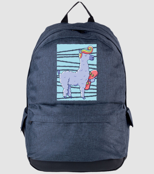 Lama Skateboarder model albastru jeanși pe tricou