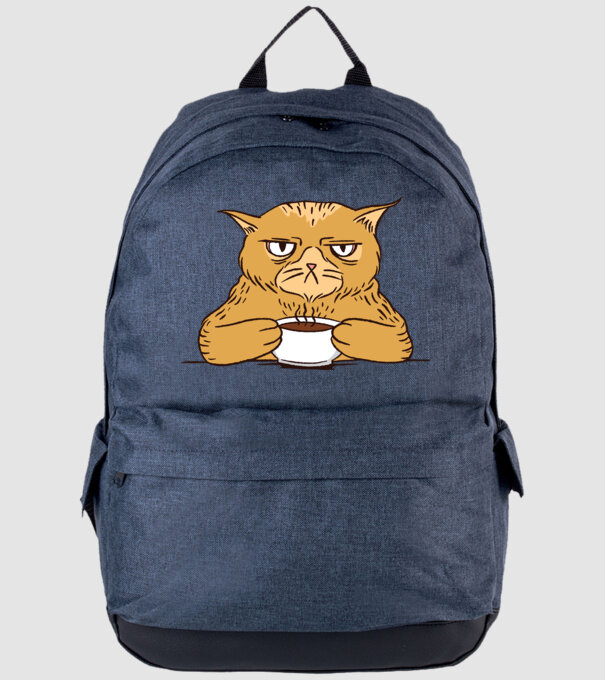 Grumpy Cat - Pisică supărată cu cafea model albastru jeanși pe tricou