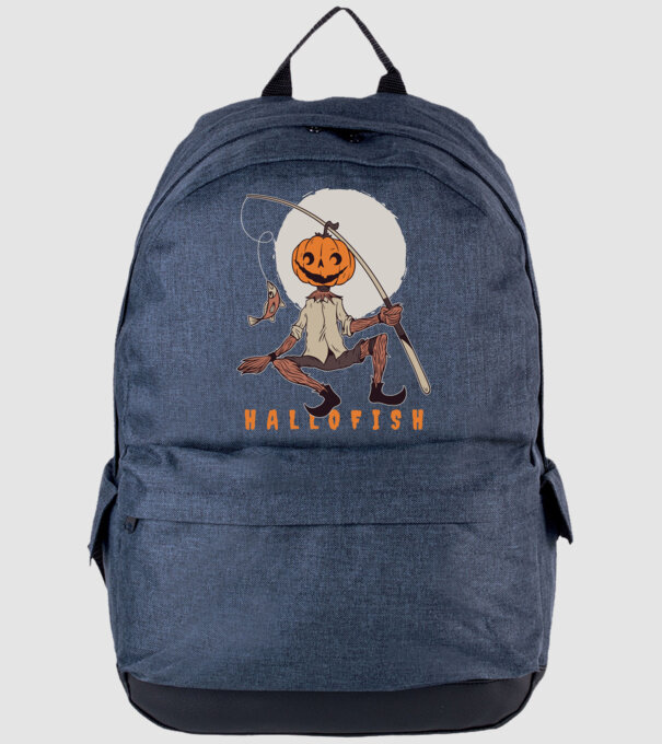 Hallofish - Pescar Halloween model albastru jeanși pe tricou