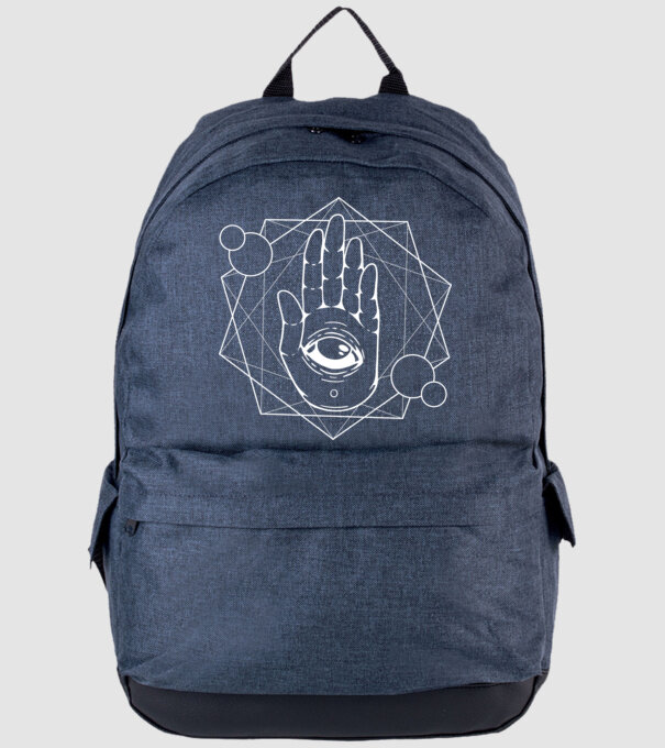 Mână Hamsa - Mâna lui Dumnezeu model albastru jeanși pe tricou