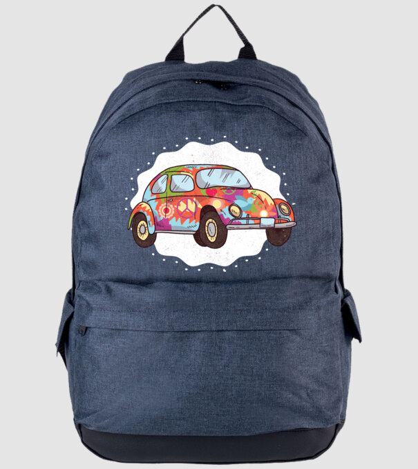 Hippy Beetle Volkswagen model albastru jeanși pe tricou