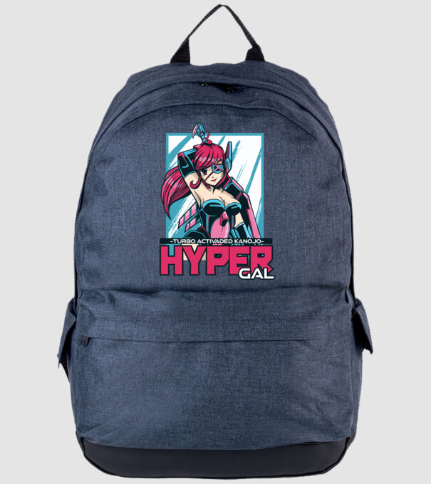 Hyper Gal - Fată Anime model albastru jeanși pe tricou