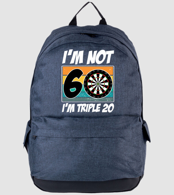 'I''m not 60 I''m triple 20 darts birthday' model albastru jeanși pe tricou