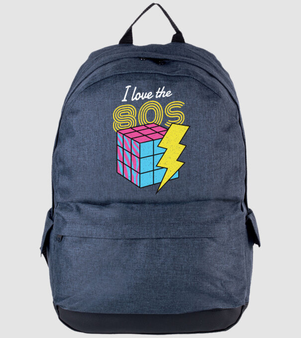 I love the 80s Cub Rubik model albastru jeanși pe tricou