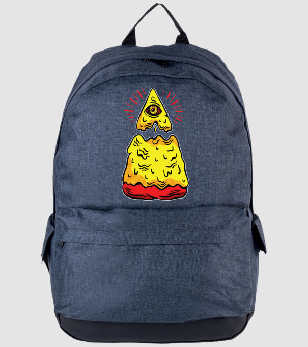 Illuminati Pizza model albastru jeanși pe tricou