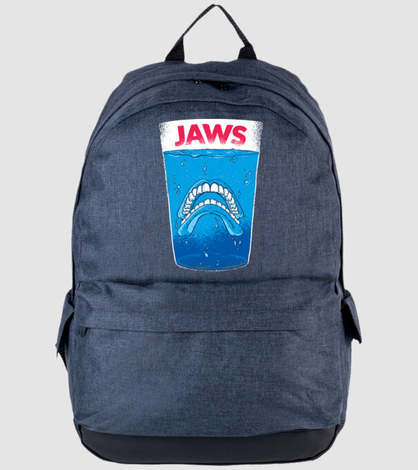 Jaws dinți tricou parodie model albastru jeanși pe tricou
