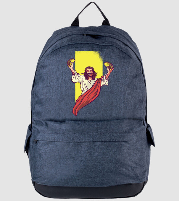 Isus cu Taco tricou amuzant model albastru jeanși pe tricou