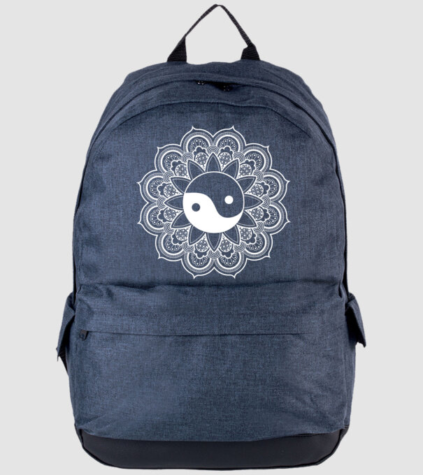 Yin-Yang Mandala model albastru jeanși pe tricou