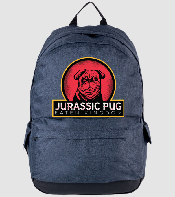 Jurassic Pug Tricou cu mops model albastru jeanși pe tricou