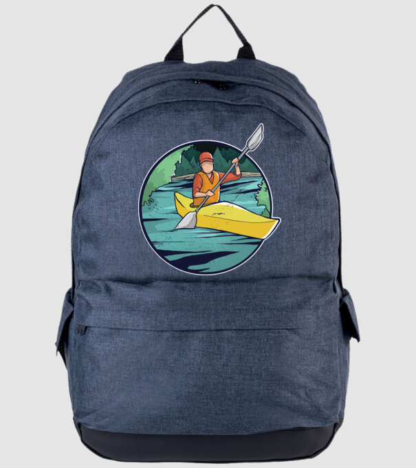 Caiac-canoe model albastru jeanși pe tricou