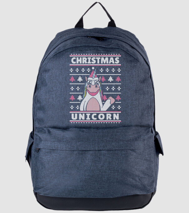 Unicorn de Crăciun pulover urât model albastru jeanși pe tricou