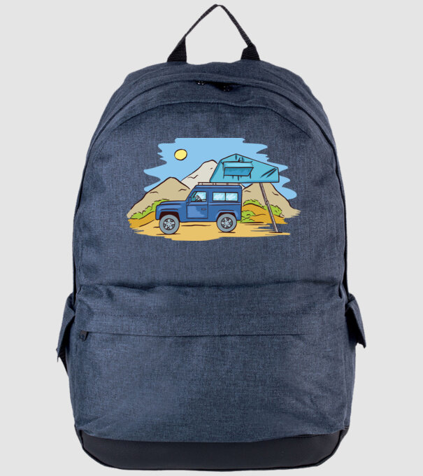 Mașină de camping model albastru jeanși pe tricou