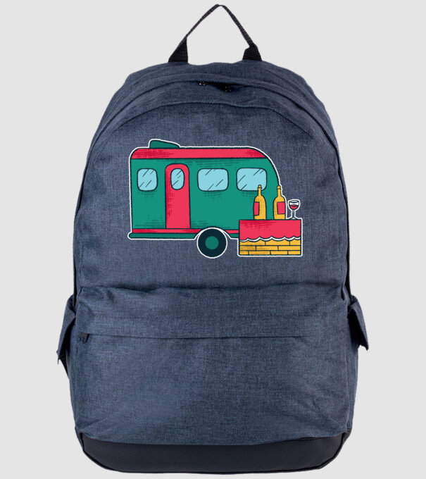 Autorulotă Camping model albastru jeanși pe tricou