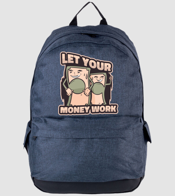 Let your money work model albastru jeanși pe tricou