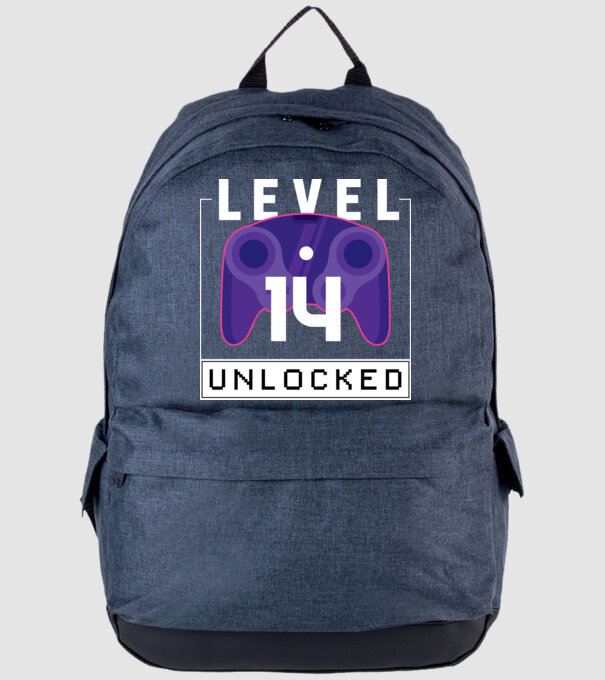 Level 14 Unlocked Gamer Birthday model albastru jeanși pe tricou