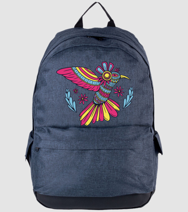 Mandala Colibri model albastru jeanși pe tricou