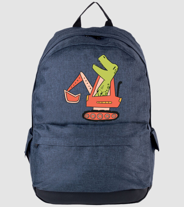 Excavator dinozaur model albastru jeanși pe tricou