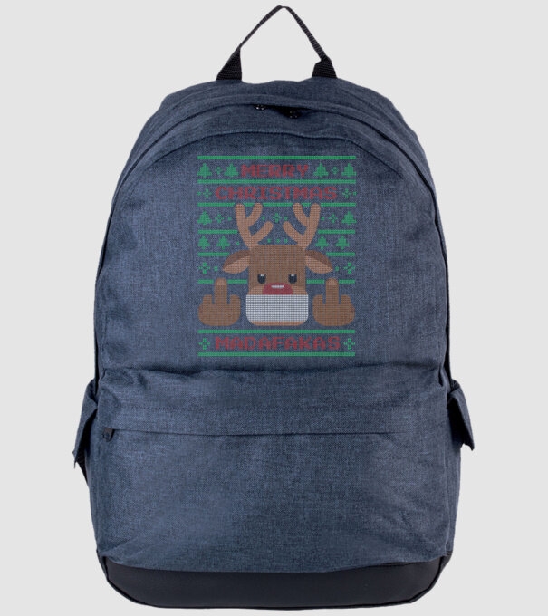 Merry Christmas Madafakas model albastru jeanși pe tricou