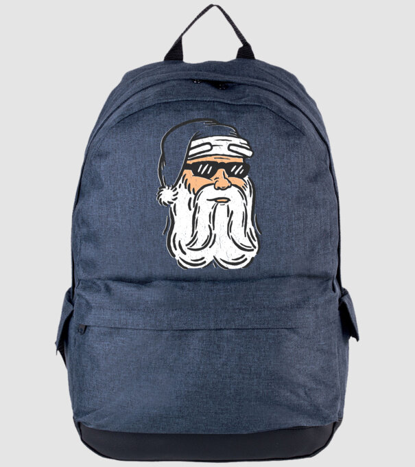 Cap Moș Crăciun model albastru jeanși pe tricou