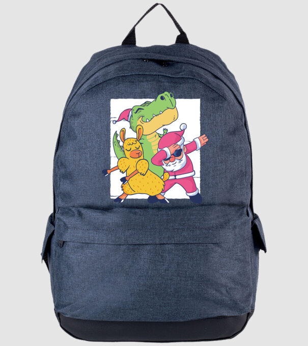 Moș Crăciun Llama T-rex DAB pentru Crăciun model albastru jeanși pe tricou