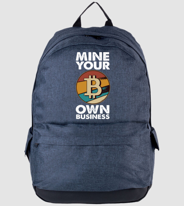 Mine your own business Bitcoin model albastru jeanși pe tricou