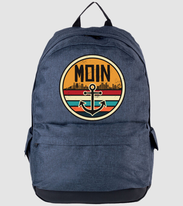 Ancoră Moin model albastru jeanși pe tricou