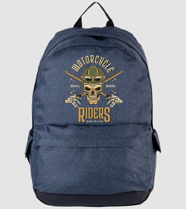 Craniu Motociclist model albastru jeanși pe tricou