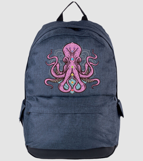 Yoga Octopus model albastru jeanși pe tricou