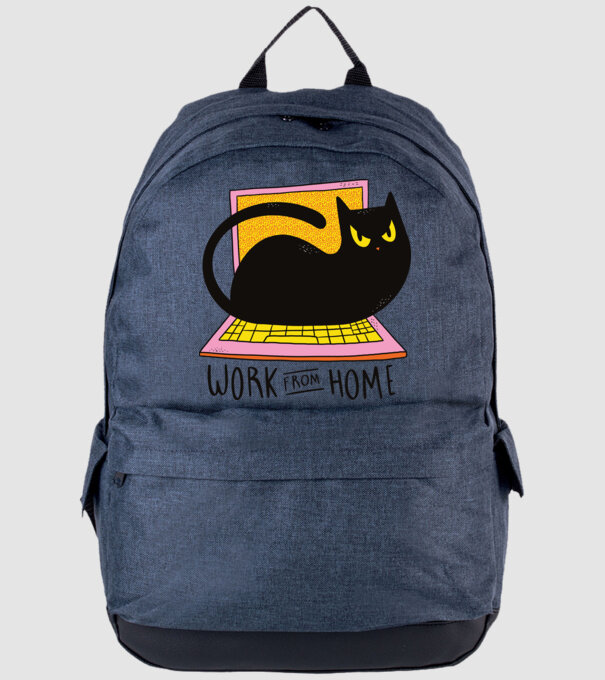 Home offfice cu pisică model albastru jeanși pe tricou