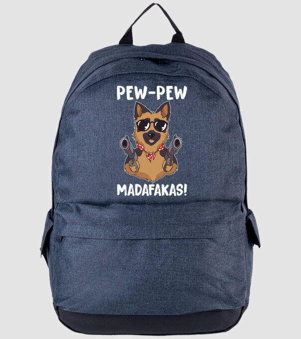 Pew Pew Pew Madafakas Ciobănesc german model albastru jeanși pe tricou