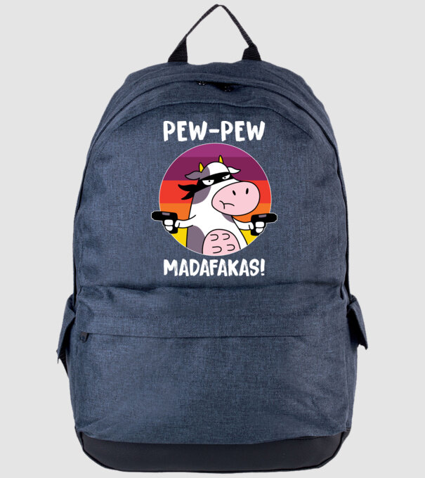 Pew Pew Pew Madafakas Vacă model albastru jeanși pe tricou