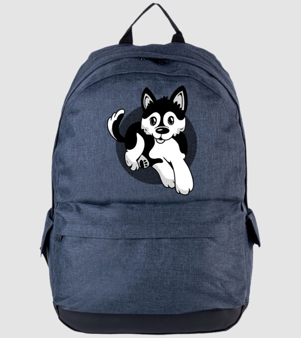 Câine Pomsky model albastru jeanși pe tricou