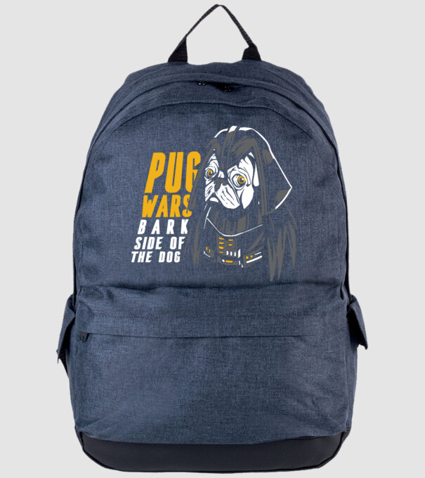 Pug Wars Mops model albastru jeanși pe tricou