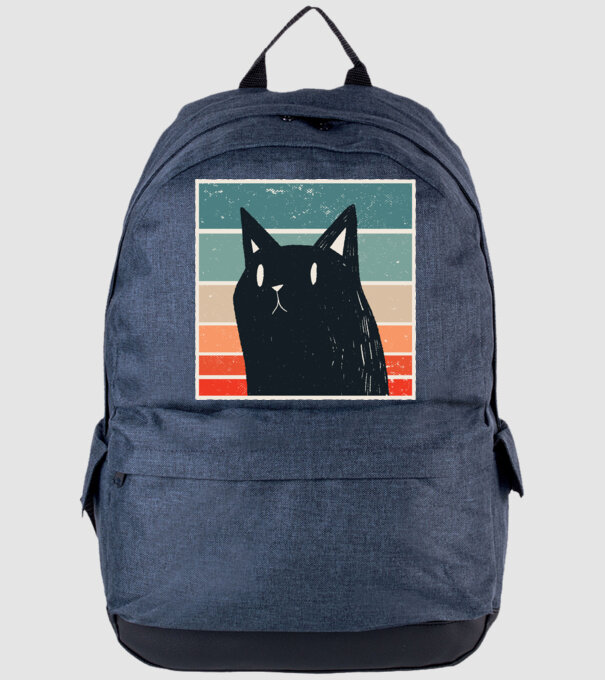 Pisică retro model albastru jeanși pe tricou