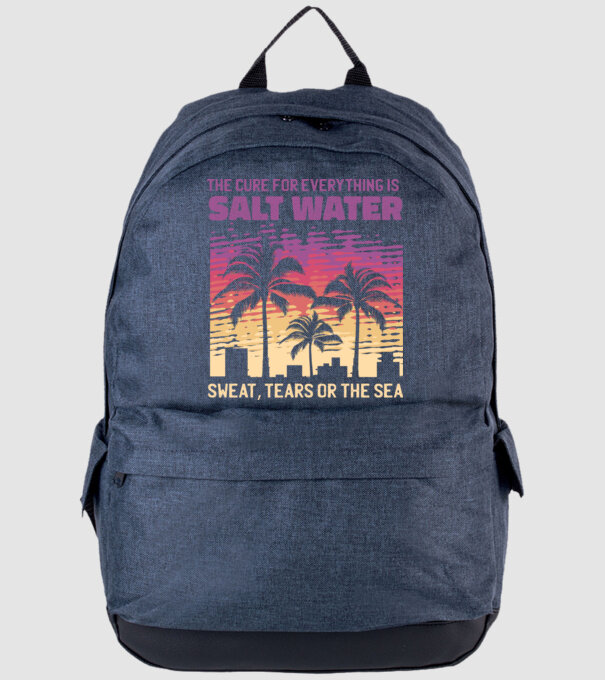 Retro Sunset - Apa sărată este leac pentru orice model albastru jeanși pe tricou