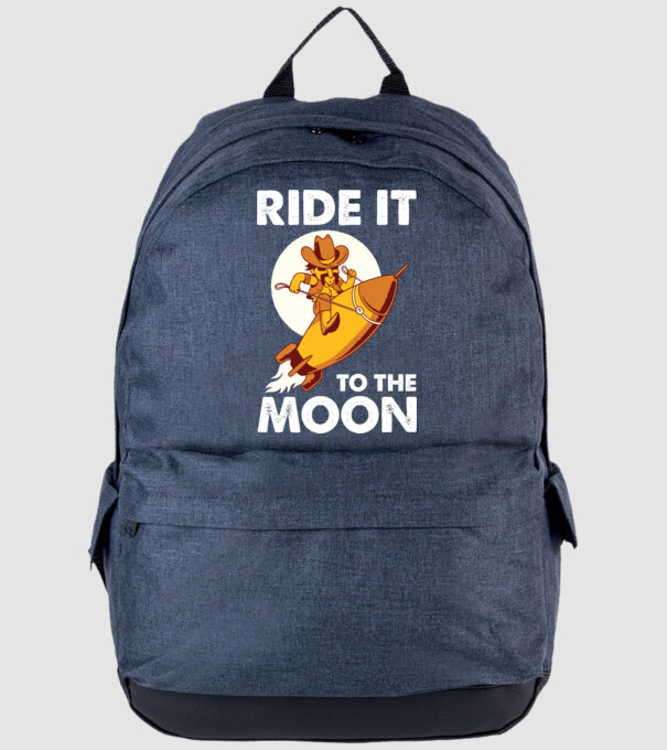Ride it to the moon Bitcoin model albastru jeanși pe tricou