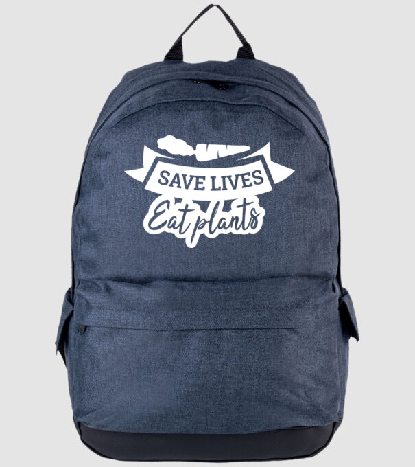 Save lives eat plants model albastru jeanși pe tricou