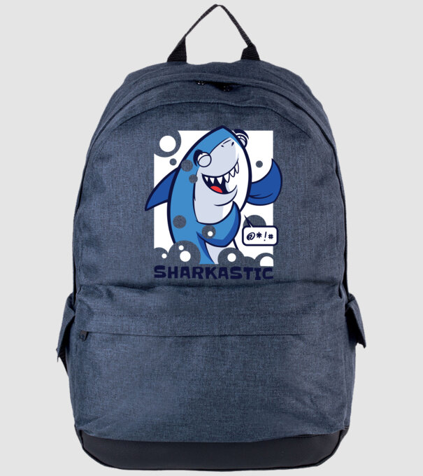 Sharkastic - Rechinul sarcastic model albastru jeanși pe tricou