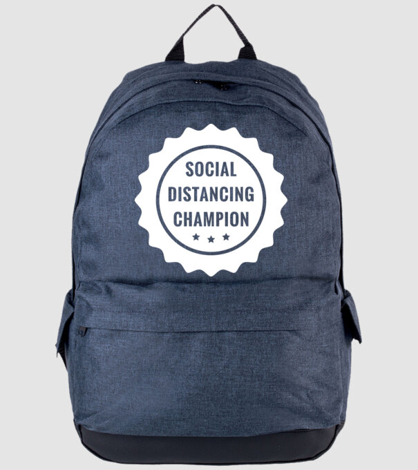 Social distancing champion model albastru jeanși pe tricou