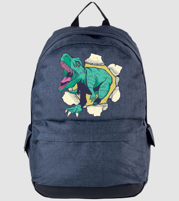 T-rex 3D model albastru jeanși pe tricou