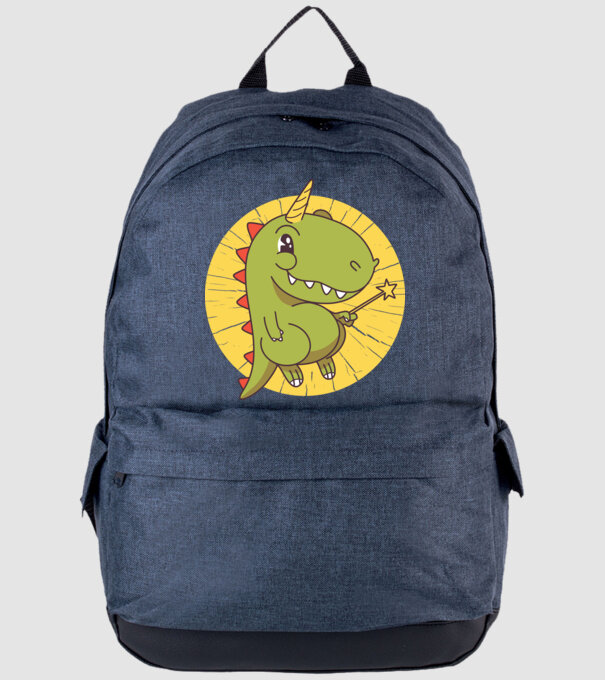 T-rex Unicorn cu baghetă magică model albastru jeanși pe tricou