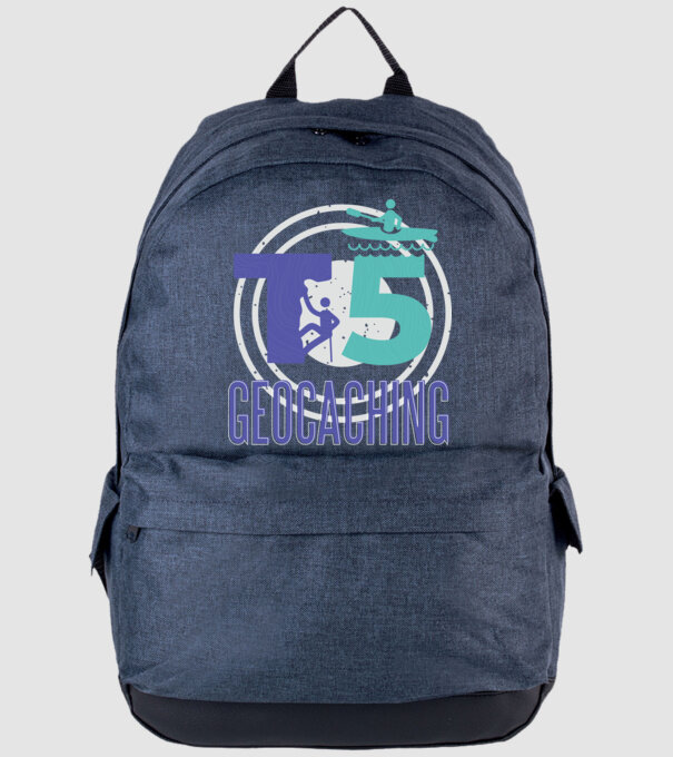 T5 Geocaching model albastru jeanși pe tricou