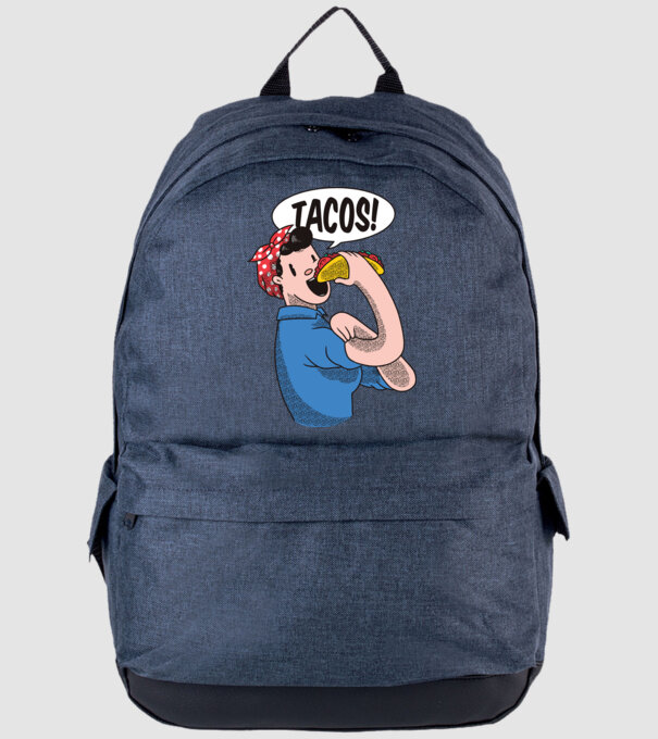 Tacos feminism model albastru jeanși pe tricou