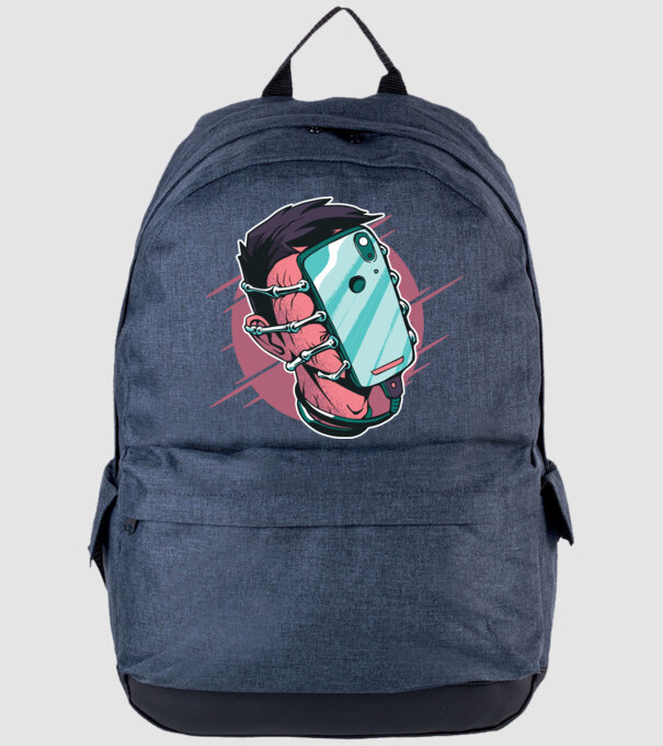 Telefon Facehugger tricou amuzant model albastru jeanși pe tricou