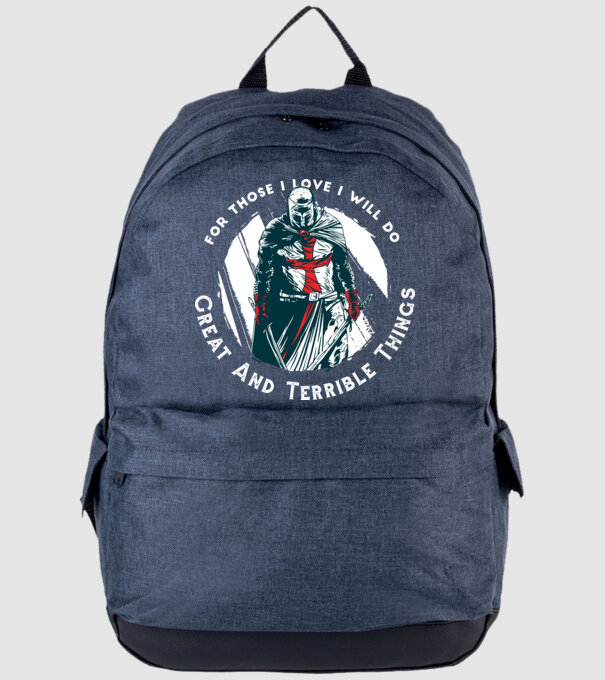 Cavaler Templier model albastru jeanși pe tricou